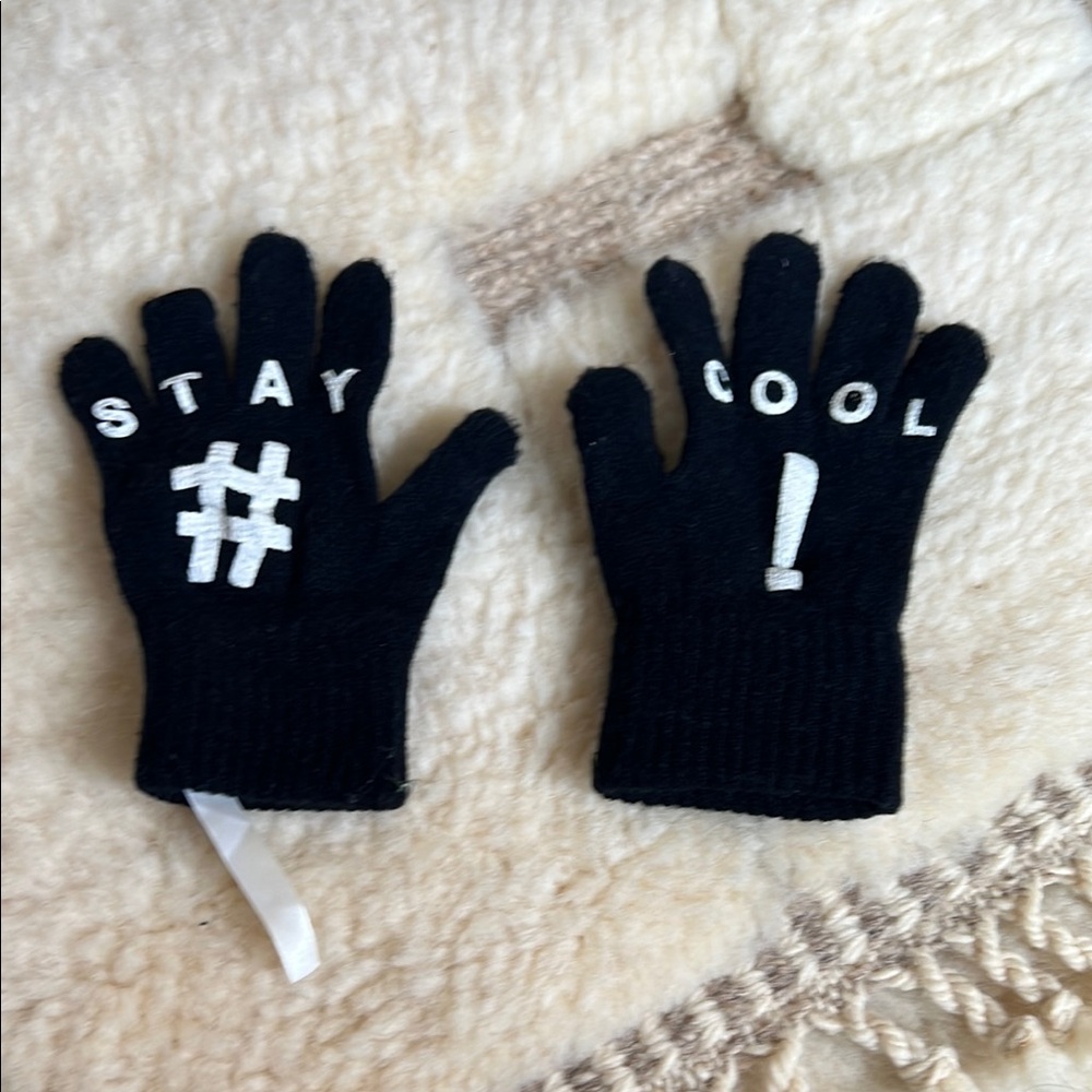 Kids Black Gloves (mittens) with Fun Text ~ #STAY COOL!